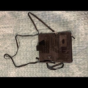 Black leather mini clutch/crossbody bag